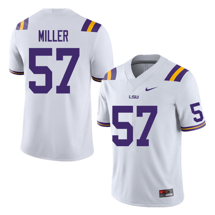 Men #57 Jace Miller LSU Tigers College Football Jerseys Sale-White